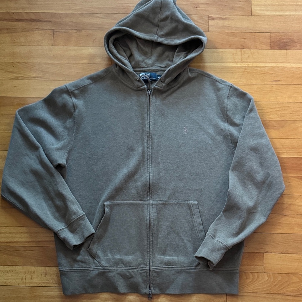 Ralph Lauren Men's Khaki Zip-Up Hoodie